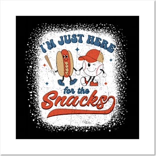 I'm Just Here For The Snacks Baseball 4th Of July Hot Dog Posters and Art